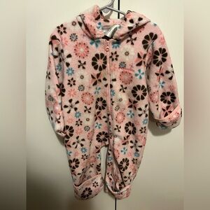 Baby girl’s 24 months Columbia fleece pink floral baby bunting snowsuit